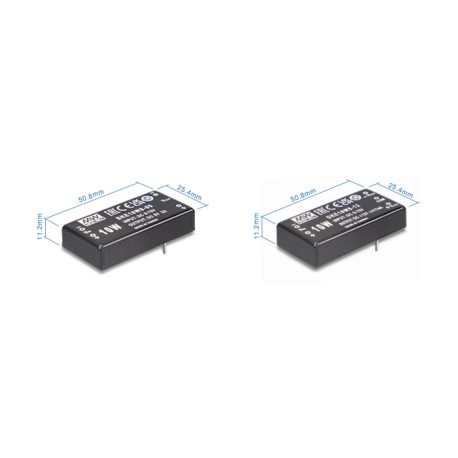 DKE10W8-12, Mean Well DC/DC converters, 2x1 housing, regulated, DKE10W8 and SKE10W8 series