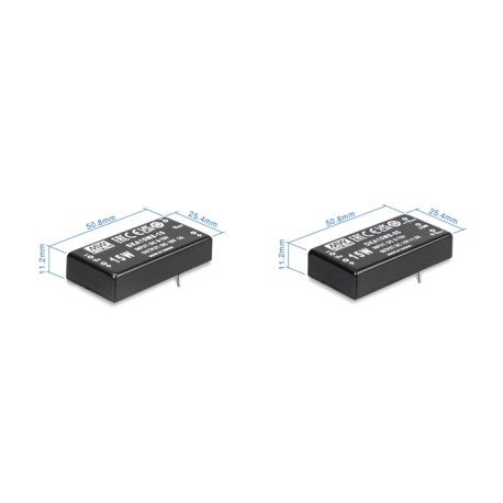 DKA15W8-12, Mean Well DC/DC converters, 2x1 housing, regulated, DKA15W8 and SKA15W8 series