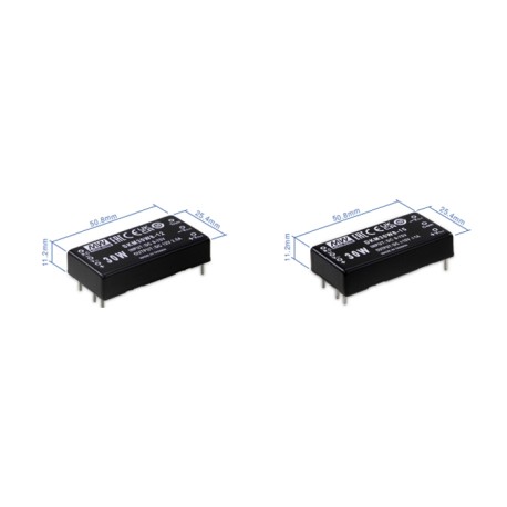 DKM30W8-12, Mean Well DC/DC converters, 2x1 housing, regulated, DKM30W8 and SKM30W8 series
