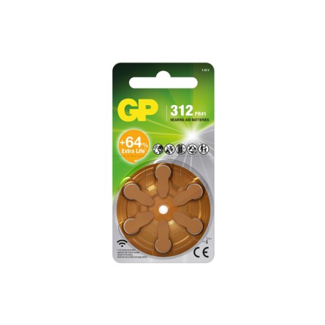 GPZA312978C6, GP Batteries Zink-Luft-Knopfzellen, 1,45V, für Hörgeräte, ZA Serie