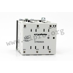 CTRD6025, Crydom solid state relays, 25A, 600V, 3-phase, thyristor output, DIN rail, CTR series