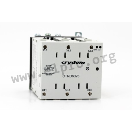 CTRD6025, Crydom solid state relays, 25A, 600V, 3-phase, thyristor output, DIN rail, CTR series