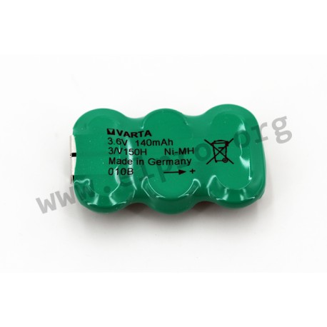 55615403059, Varta NiMH-Pufferakkus, 2,4V/3,6V/4,8V, mit Lötfahnen, V150H Serie
