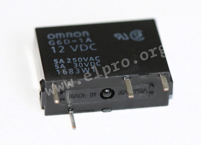 Omron PCB relays, 5A, 1 normally open contact, G6D series elpro