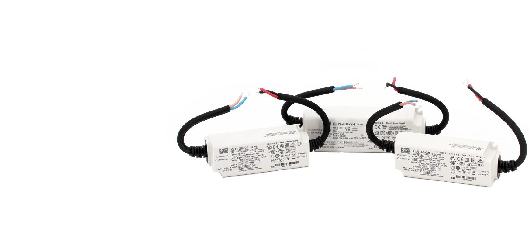 Mean Well LED-Netzteile der Serien XLN-25, XLN-40 und XLN-60